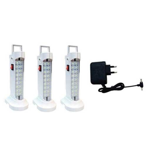 Anas White Polypropylene 3 Emergency Lights with Charger