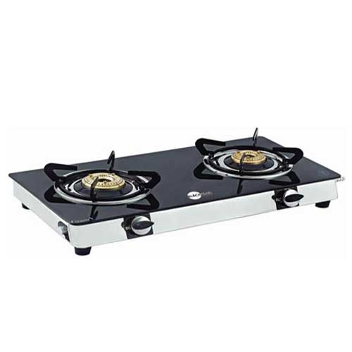 Black Pearl Plasma Double Burner Mini Smart Toughened Glass Gas Stove