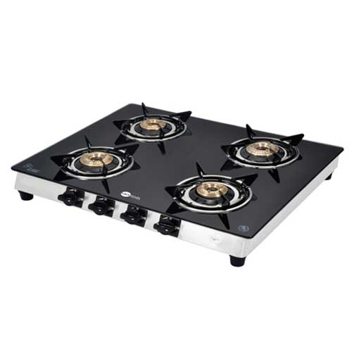 Black Pearl Plasma Four Burner Toughened Glass Gas Stove