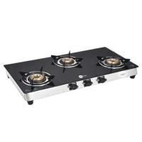 Black Pearl Plasma Three Burner Toughened Glass Gas Stove