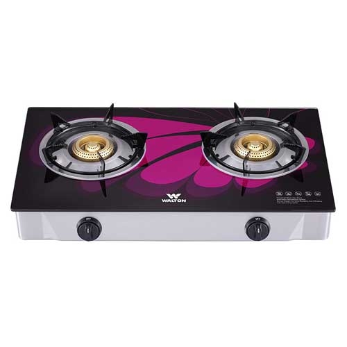 Walton WGS-GHT1 (LPG) PURPLE WING Glass Top Double Burner
